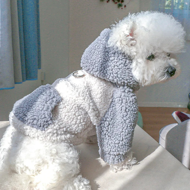 Berber Fleece Dog Hoodie – Winter Warm Pet Sweater with Buckle